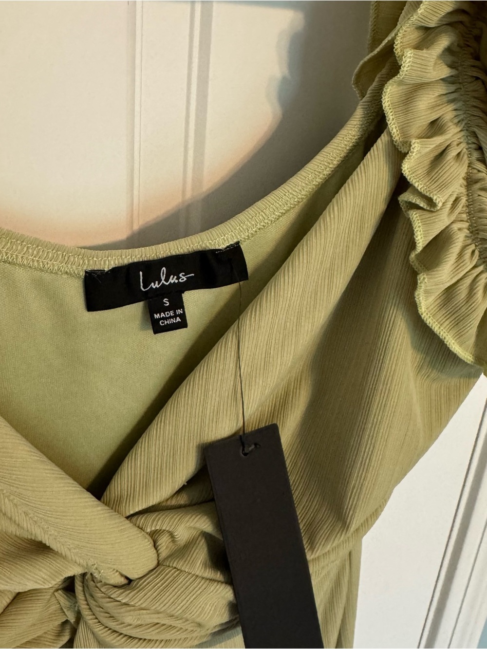 NWT Crushing on Cute Sage Green Flutter Sleeve Mini Dress Lulus twist front - Picture 6 of 10